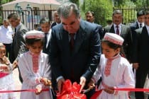 President Emomali Rahmon attends official opening of new building of local tax inspectorate in Rushon