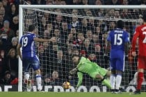 Costa misses penalty as Chelsea draw at Liverpool