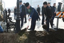 Participation of the Leader of the Nation in campaign on planting seedlings in the city of Dushanbe