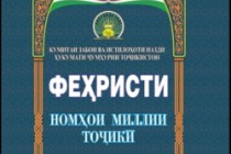 Catalogue of national Tajik names published in Tajikistan