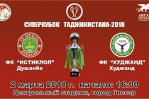 Match for the Football Super Cup of Tajikistan takes place on March 2
