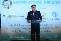 Statement at the special reception “Priority actions on water resources, climate change, natural disasters risks reduction within international decade of action “Water for Sustainable Development 2018 – 2028”