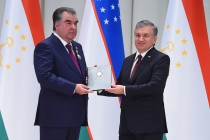 Ceremony of conferring state award of the Republic of Uzbekistan «El-yurt Hurmati» to the Leader of the Nation Emomali Rahmon