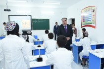 President Emomali Rahmon Accompanied by Mayor Rustam Emomali Inaugurated Secondary School No. 99 in Dushanbe