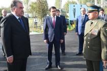 President Emomali Rahmon Visits Military Unit of SNCS Border Troops