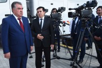 President Emomali Rahmon and Dushanbe Chairman Rustam Emomali Attends Presentation of Mobile Television Studio