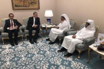 FM Muhriddin Meets with Qatari Counterpart Al-Thani