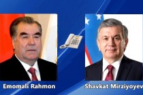 President Emomali Rahmon Spoke by Telephone with President of Uzbekistan Shavkat Mirziyoyev