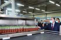 President Emomali Rahmon Attends the Opening Ceremony for Two Technological Lines at the Water Bottling Plant Obi Zulol in Istaravshan