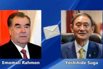 President Emomali Rahmon Congratulates Yoshihide Suga on his election as Prime Minister of Japan