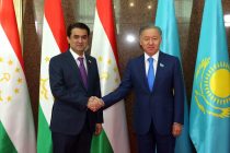 Rustam Emomali  Meets Speaker of  Mejlis of  Parliament of Kazakhstan Nurlan Nigmatullin in Nur-Sultan