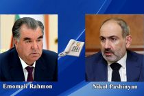 President Emomali Rahmon Holds Phone Talk with Prime Minister of Armenia Nikol Pashinyan