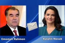 President Emomali Rahmon Sends Congratulatory Message to the Newly Elected President of Hungary Katalin Eva Vereshne-Novak