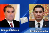 Emomali Rahmon Congratulates Serdar Berdimuhamedov on Election as Turkmen President