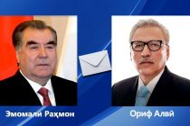 Emomali Rahmon Exchanges Messages of Congratulations with President Arif Alvi on 30th Anniversary of Establishment of Tajikistan- Pakistan Diplomatic Relations