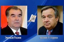 President Emomali Rahmon Holds Phone Talks with UN Secretary-General Antonio Guterres