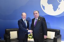 Emomali Rahmon, Olaf Scholz Meets at the COP27 UN Climate Conference in Egypt