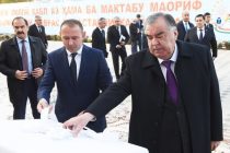 Emomali Rahmon Opens an Additional School Building and lays Foundation Stone of New Preschool Institution in Kubodiyon