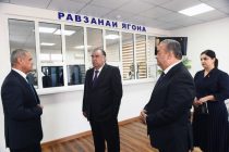 Emomali Rahmon Commissions the Newly Building of the Department of the Agency for Social Insurance and Pensions in Kubodiyon