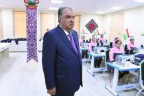 President Emomali Rahmon Opens the Sewing and Carpet Weaving Workshop in Zafarobod District