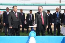 Emomali Rahmon Familiarizes himself with New Vineyard and commissions Horticultural Water Supply Line in Bobojon Gafurov district