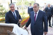 Emomali Rahmon Attends Opening Ceremony of the Building of the Finance Department in Levakant