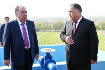 President Emomali Rahmon Attended the Commissioning Ceremony of Horticultural Water Line and Familiarizing with Process of Erecting Orchards and Vineyards in Bobojon Gafurov and Jabbor Rasulov