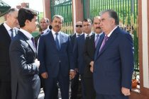President Emomali Rahmon Attends Opening Ceremony of the Building of Komron+P Hotel in Dangara district