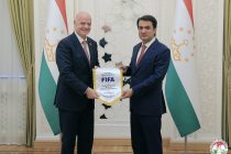 President of the Football Federation of Tajikistan Rustam Emomali Meets FIFA President Gianni Infantino