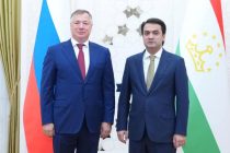 Chairman of Dushanbe Rustam Emomali Meets Russian Deputy Prime Minister Marat Khusnullin