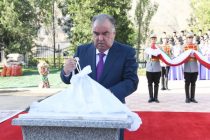 President of Tajikistan Opens the State Flag Square in Urmetan Village of Ayni District