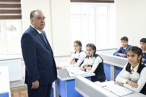 President Emomali Rahmon Opens Additional Building of General Secondary Education Institution No. 10 in Buston Village of Muminobod District