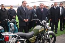 President Emomali Rahmon Familiarizes with a Project of a Plant for the Production of Motorcycles of Various Sizes of the «Vakhsh Sanoat» LLC in Kushoniyon District