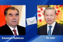 President of Tajikistan Emomali Rahmon congratulates President Tô Lâm on his election as the General Secretary of the Communist Party of Vietnam