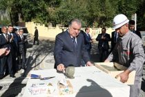 The Head of state Emomali Rahmon inspects development project of the Palace of Culture in Lakhsh district