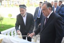 President Emomali Rahmon attended the opening of the secondary school No. 54 in Rasht district