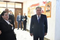 President Emomali Rahmon attended opening of building of the Division of Education in Sangvor district