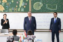 President of Tajikistan Emomali Rahmon attends opening ceremony of secondary school No. 19 in Dushanbe, addressed the Day of Knowledge