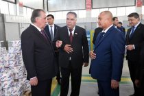 The Head of state Emomali Rahmon opens the electric cable and hose production plant in Guliston