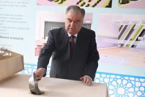 The Head of state Emomali Rahmon lays foundation for secondary school in Danghara