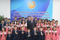 Leader of the Nation Emomali Rahmon presents gifts to orphans in a newly built high-rise residential building in Rasht district