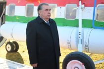 President Emomali Rahmon arrives in Ishkoshim district