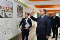 President Emomali Rahmon attended ceremony to commission the power transmission lines, road bridge and inspects project design of the palace of culture and kindergarten in Roshtqal’a district