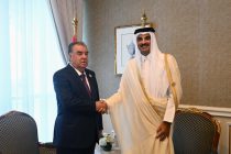 President of Tajikistan Emomali Rahmon meets with Emir of the State of Qatar Sheikh Tamim bin Hamad Al Thani