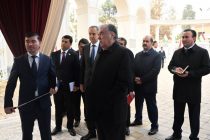 President Emomali Rahmon becomes acquainted with project designs for 10,000 seats stadium and improvement of the water supply system in Abdurahmoni Jomi district