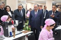 President Emomali Rahmon inaugurated a footwear manufacturing plant at Zari Sughd gold embroidery, jewelry and vocational training company in Buston