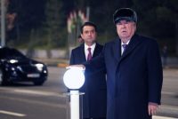 President of Tajikistan Emomali Rahmon Reviewes Work Completed on the Improvement and Renovation of Ismoili Somoni Avenue and the Road Bridge over the Dushanbe River