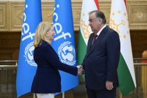 President Emomali Rahmon receives Executive Director of the United Nations Children’s Fund (UNICEF) Catherine Mary Russell