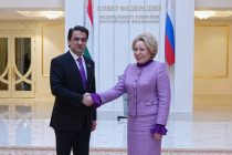 Rustam Emomali Meets with Chairman of the Federation Council of the Russian Federal Assembly Valentina Matviyenko