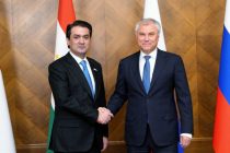 Rustam Emomali Meets with Chairman of the State Duma of the Russian Federal Assembly Vyacheslav Volodin
